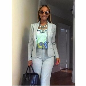 Light blue suit with turquoise pin stripes